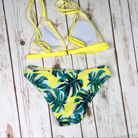 Zaful Yellow Palm Leaf Bikini Small - Picture 4 of 5